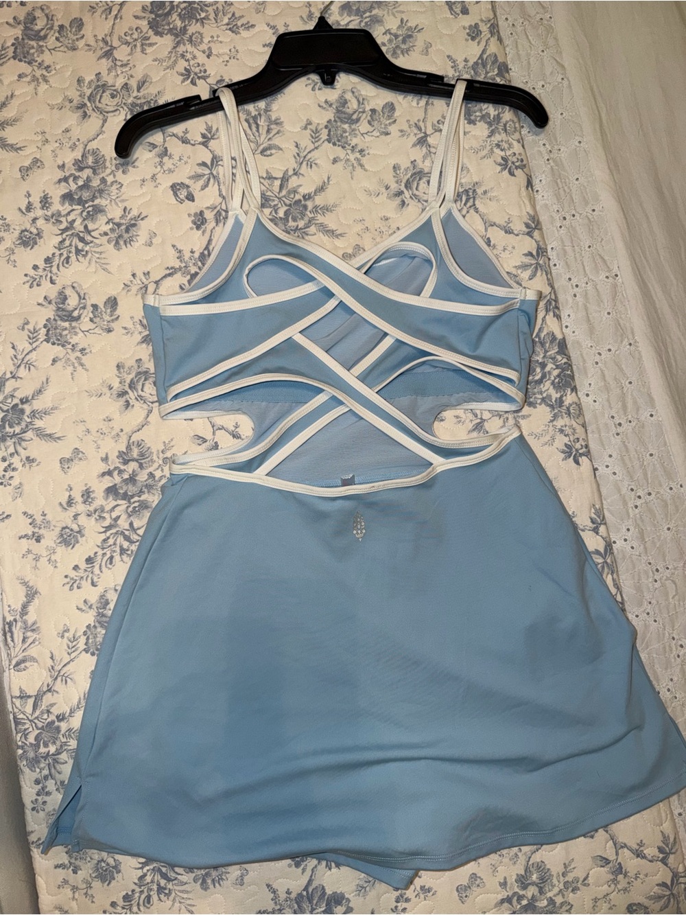 FP Movement by Free People Sky Blue Mini Dress with White Trim